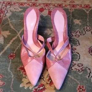 Cole haan pink kitten heel mule.